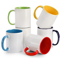 Tasse à café en céramique de 11 onces en vrac en gros avec couleurs à l'intérieur et poignée Tasses blanches classiques de sublimation de 11oz logo personnalisé