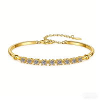 Bracelet minimaliste en argent sterling S925 plaqué or 18 carats, 0,1 ct * 9 VVs1 Moissanite, hypoallergénique, réglable pour femmes