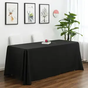 Pano de mesa preto para banquetes, tecido retangular de cor sólida para decoração de casamento, em poliéster