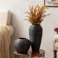MSH Wabi-Sabi Vase en céramique artisanal à texture pinceau pour affichage hydroponique