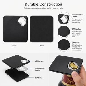 Square Bottle Opener Coaster Custom Logo <b>EVA</b> Back Drink <b>Mat</b> for Bar Kitchen Promotional Gifts Wholesale - Product Image 4