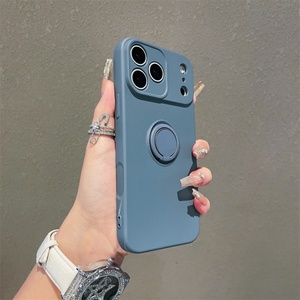 เคสซิลิโคนสำหรับ iPhone 17 พร้อมห่วงคล้องนิ้วแบบ 360 องศา ที่ตั้งวางได้ บุด้วยไมโครไฟเบอร์  วัสดุ TPU นิ่ม สำหรับ iPhone 15 16 17 Pro Max - Product Image 4
