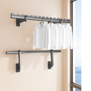 Wall Mounted <b>Clothes</b> Drying <b>Rack</b> Aluminum Alloy Single Bar Fixed Indoor Outdoor Hanging <b>Clothes</b> Organizer BZ350S - Product Image 1