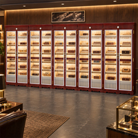 Humidor à cigares en bois de cèdre espagnol à double porte, éco-responsable, avec éclairage LED personnalisable et vitrine en verre pour la décoration intérieure