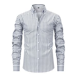 Chemise à manches longues à carreaux imprimée sur <span class=keywords><strong>quatre</strong></span> côtés, chemise décontractée pour homme, chemise à manches longues à boutons, chemise habillée - Product Image 4