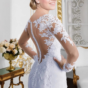 <span class=keywords><strong>Abiti</strong></span> <span class=keywords><strong>da</strong></span> sposa sirena 2025 nuova <span class=keywords><strong>cerimonia</strong></span> nuziale manica lunga alta qualità grande coda pizzo retrò Vintage bianco abito <span class=keywords><strong>da</strong></span> sposa - Product Image 4