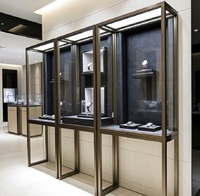 Vitrine de Luxe Verticale Personnalisée pour Montres, Cadre en Acier Inoxydable Premium, Présentoir à Bijoux avec Éclairage LED, Durable