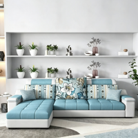 Canapé Chaise Longue en Tissu Imprimé Luxe Léger, Canapé Moderne en Tissu Technique avec Ottoman pour Salon