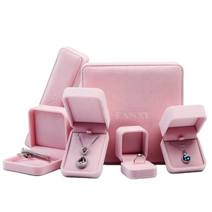FANXI 2021 New Jewelry Gift Box For Earrings Bracelet Necklace Insert Custom Soft Pink Velvet Ring Jewelry Box