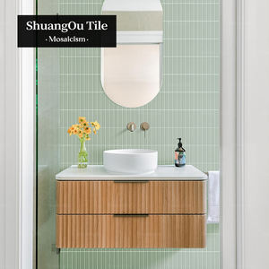 Haute qualité Village salle <span class=keywords><strong>de</strong></span> bain dosseret bande mosaïque carrelage <span class=keywords><strong>vert</strong></span> mat <span class=keywords><strong>ciment</strong></span> en forme <span class=keywords><strong>de</strong></span> croissant <span class=keywords><strong>cuisine</strong></span> mur porcelaine <span class=keywords><strong>carreaux</strong></span> <span class=keywords><strong>de</strong></span> mosaïque - Product Image 1