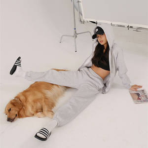 <span class=keywords><strong>OEM</strong></span> Vente en gros personnalisé Poche zippée Ensemble sweat à capuche avec fermeture éclair complète Sweatshirts à capuche Ensemble deux pièces pour femmes - Product Image 1