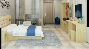 Meubles de chambre à coucher modernes en bois taille Queen pour hôtels, appartements ou villas Ensembles de chambre à coucher d'hôtel en mélamine durable - Product Image 6