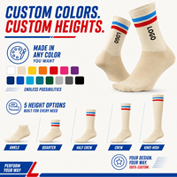 Chaussettes de sport unisexes personnalisées pour le cyclisme, avec bordure rayée, chaussettes de sport athlétiques en maille respirante, chaussettes de sport personnalisées