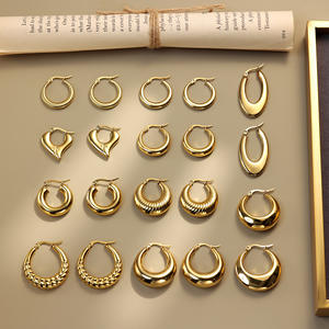 BINSHUO vente en gros personnalisé C boucle d'oreille en acier inoxydable bijoux plaqué or 18 carats amour croix grosse Huggie boucles d'oreilles pour les femmes - Product Image 1