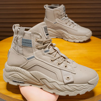 Chaussures montantes pour hommes à prix de gros, décontractées, pour la randonnée en extérieur, sportives, antidérapantes, bottes de travail imperméables, avec semelle épaisse rehaussante