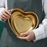 Acier inoxydable 304 Corée Assiette Vaisselle En Métal Bassin En Forme D'amour Plats De Service Pour Restaurant