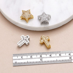 ASJEWELRY 트렌디 CZ 크리스탈 작은 별 십자가 참 장식 팔찌용 구리 금도금 십자가 장신구 제작 재료 Chma260 - Product Image 2