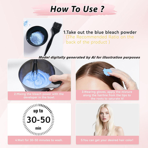 Poudre décolorante pour cheveux SANQI Ocean Blue haute performance, formule anti-goutte, action éclaircissante extra forte, éclaircit jusqu'à 9 niveaux - Product Image 4