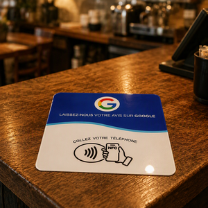 Plaque autocollante de table en résine époxy acrylique avec puce NFC française pour avis Google, menus de restaurant, check-in et <span class=keywords><strong>Facebook</strong></span> - Product Image 3