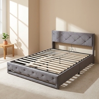 Willsoon - Base de Cama Moderna de Lujo con Cabecera Tapizada Doble, Tamaño Queen y Super King, en Terciopelo, para Muebles de Dormitorio