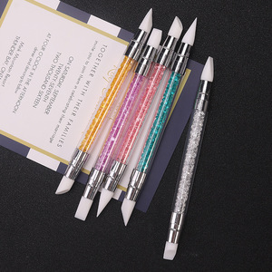 5 pièces <span class=keywords><strong>Silicone</strong></span> Nail Art estampage Liner professionnel double extrémité dégradé stylo ensemble acrylique éponge beauté cheveux strass décorations - Product Image 4