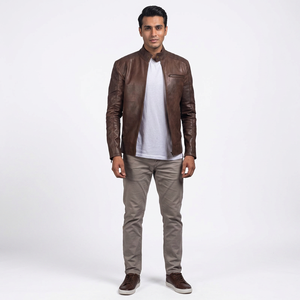 Chaqueta de Cuero Genuino para Hombre con Estampado Digital, Transpirable, Estilo Vintage, el Mejor Diseño, Superventas, Totalmente Personalizable - Product Image 1
