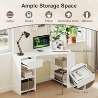 Organisateur de bureau d'angle en L moderne pour commande en gros avec étagères de rangement et tiroir pour petits espaces et bureau à domicile