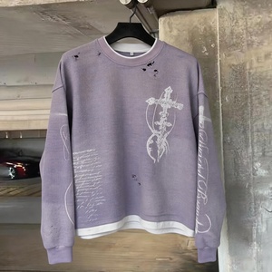 T-shirt personnalisé de haute qualité 100 % coton épais, vintage, à manches longues, délavé à l'acide, en maille gaufrée, style streetwear, coupe oversize, respirant - Product Image 1
