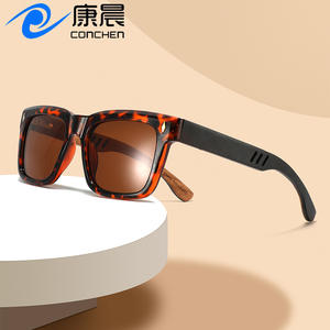 Lunettes de soleil unisexes transfrontalières, monture carrée noire, verres PC TAC, protection UV400 polarisée, style conduite - Product Image 4