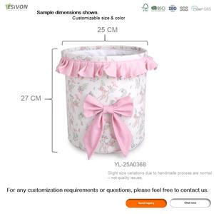 Cesta de Almacenamiento Infantil con Lazo Rosa, Multifuncional, de Lona con Volantes, para Juguetes, Ropa y Decoración de Guardería - Product Image 3