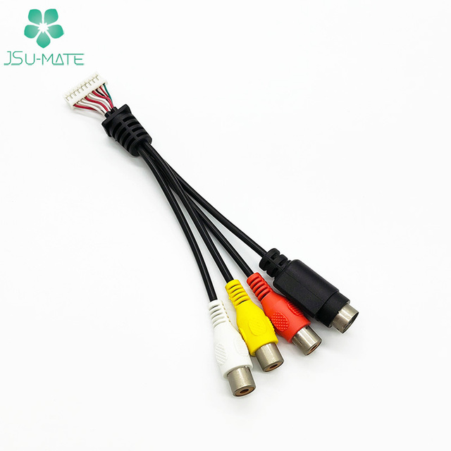 Custom Molex/JST 9 Pin to 4Pin Mini Din Car Camera Cable 9 Pin Connector to RCA AV Cable Assembly 9 Pin Cable