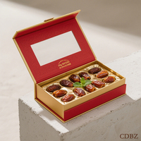 Luxueux Coffret de Chocolats, Boîte de Dattes Fraîches Emballées pour le Ramadan Arabe, Coffret Cadeau Or Eid Mubarak, Emballage de Dattes Sèches Saoudiennes