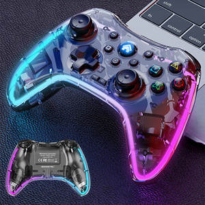 Somostel Contrôleur de lumière RVB transparent sans fil Moteur de vibration Compatible <span class=keywords><strong>PS4</strong></span> Android Phone Console de jeu Joysticks à distance - Product Image 1