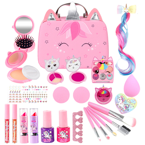 Set di cosmetici per bambini Non tossici Kit per il trucco per le ragazze con lo smalto per le unghie, carino finta gioco <span class=keywords><strong>Dress</strong></span> <span class=keywords><strong>up</strong></span> giocattoli regalo perfetto per il trucco dei bambini - Product Image 1