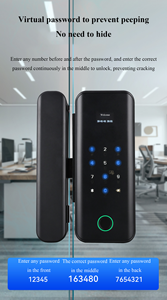 Serrure de porte intelligente TUYA WIFI & pour déverrouillage à distance sur le cloud, empreinte digitale, clé, mot de passe, <span class=keywords><strong>carte</strong></span>, biométrique, serrure de porte en verre - Product Image 5