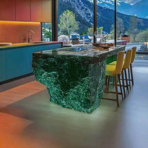 R058 Personalizable Moderno Minimalista Transparente Resina Bar Mesa Brillante Cristal Arte Muebles para Comedor Hoteles Villas - Product Image 2