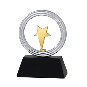 Custom star Metal Trophy with black wooden base for Business Awards, Sports Events and Employee Appreciation Programs. - Product Image 1