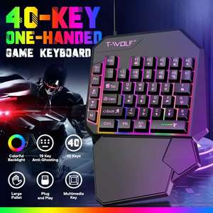 <span class=keywords><strong>Tastiera</strong></span> di gioco con <span class=keywords><strong>una</strong></span> <span class=keywords><strong>mano</strong></span> cablata e Mouse King Set Gadget da gioco per Tablet con <span class=keywords><strong>una</strong></span> sola <span class=keywords><strong>mano</strong></span> cinque in uno - Product Image 4