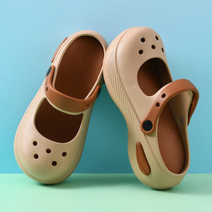 Women's Summer Mary Jane Platform <b>Clogs</b> Thick Sole Breathable Slip Resistant Beach Sandals White Green Black Brown Coffee Color - Product Image 2
