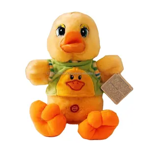 工厂批发定制标志着装唱歌黄鸭毛绒玩具