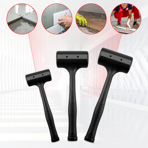 Rubber Hammer With Steel Ball Inside Shockproof Construction Striking Tool Black Round Headed Hammer For Tiling And Flooring - Product Image 1
