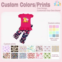 Ensemble deux pièces pour filles avec leggings à appliques florales, personnalisable, idéal pour les journées printanières ensoleillées et les douces journées d'automne