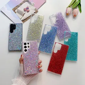 LeYi Beautiful girl phone case bling glitter Soft tpu transparent phone case for Samsung galaxy s23 s22 ultra plus