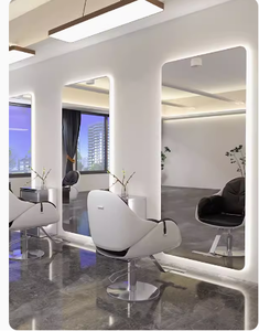 Grand miroir de maquillage moderne en verre pleine longueur rétroéclairé avec lumières LED à changement de couleur pour salon de beauté, centre commercial, hôtel, salle de sport - Product Image 6