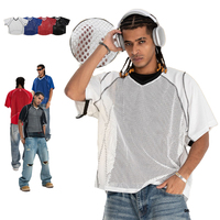 T-shirt personnalisé respirant à séchage rapide OEM, coupe ample, manches courtes, col en V, jersey streetwear, t-shirt de sport en mesh pour homme