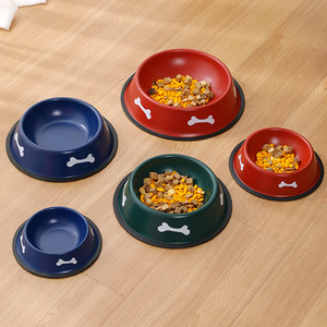 Cuenco de hierro de viaje <span class=keywords><strong>para</strong></span> mascotas con llave dorada, bonito patrón de hueso, antideslizante, varios colores y tamaños <span class=keywords><strong>para</strong></span> perros, gatos, pollos, comida y agua - Product Image 3