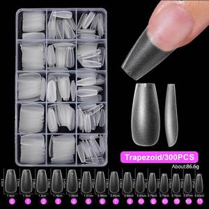 300 pièces/boîte – Faux ongles mats faits à la main, taille standard, courts, carrés, forme cercueil, stiletto – Embouts à presser pour manucure - Product Image 2