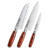 HEZHEN Lot de 3 couteaux de cuisine tranchants en acier inoxydable allemand 1.4116 Pakka manche en bois fabricant