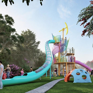 Structures de jeux en acier et plastique personnalisées pour parcs d'aventure en plein air avec toboggan - Product Image 1