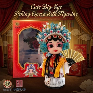 Figura Decorativa de Resina de Seda de la Ópera de Pekín con Ojos Grandes |   Muñeca de estilo chino clásico versión Q de 6 pulgadas |   Decoración Artesanal Perfecta para Festivales - Product Image 5